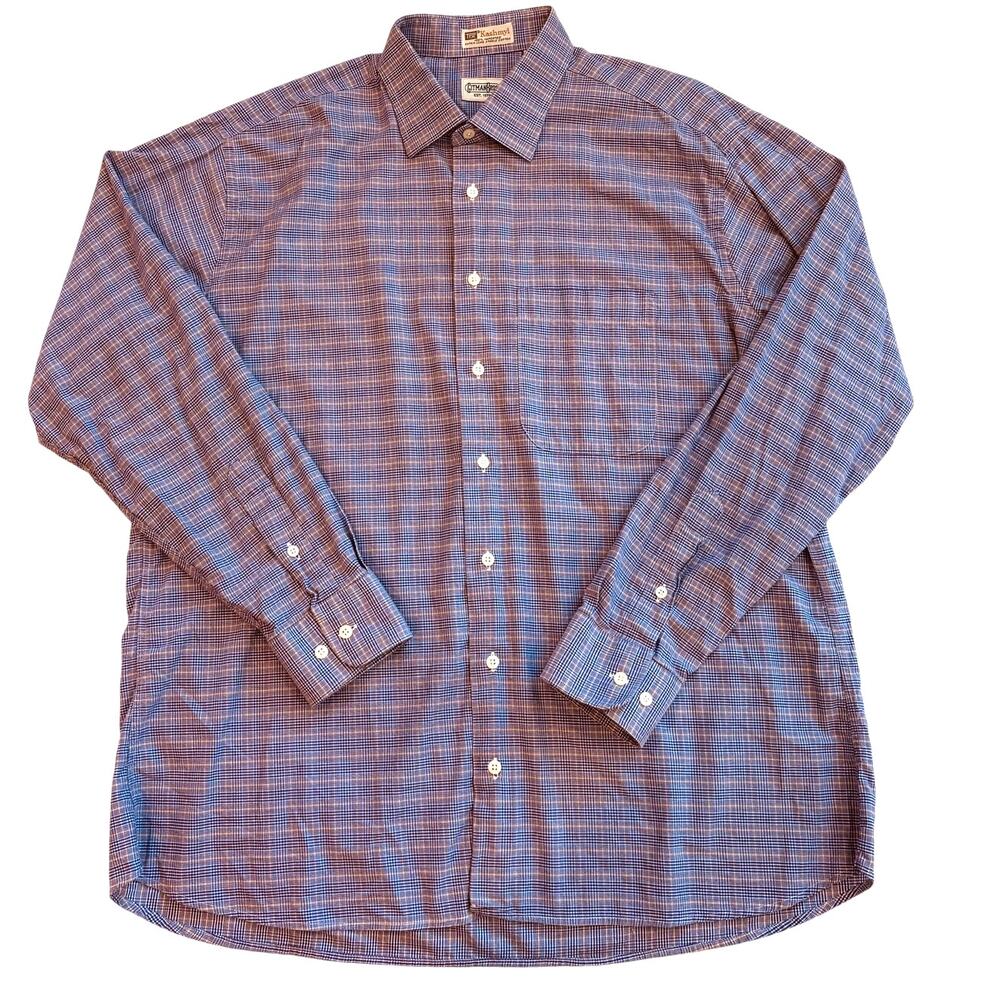 Gitman Bros Dress Shirt Men Sz XL Purple Plaid Kashmyl Button Up Long Sleeve USA